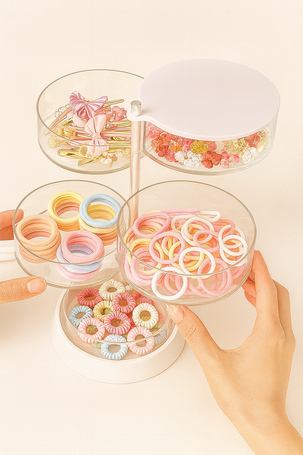 Boîte Rotative à Bijoux & Accessoires Cheveux – 3/4/5 Niveaux