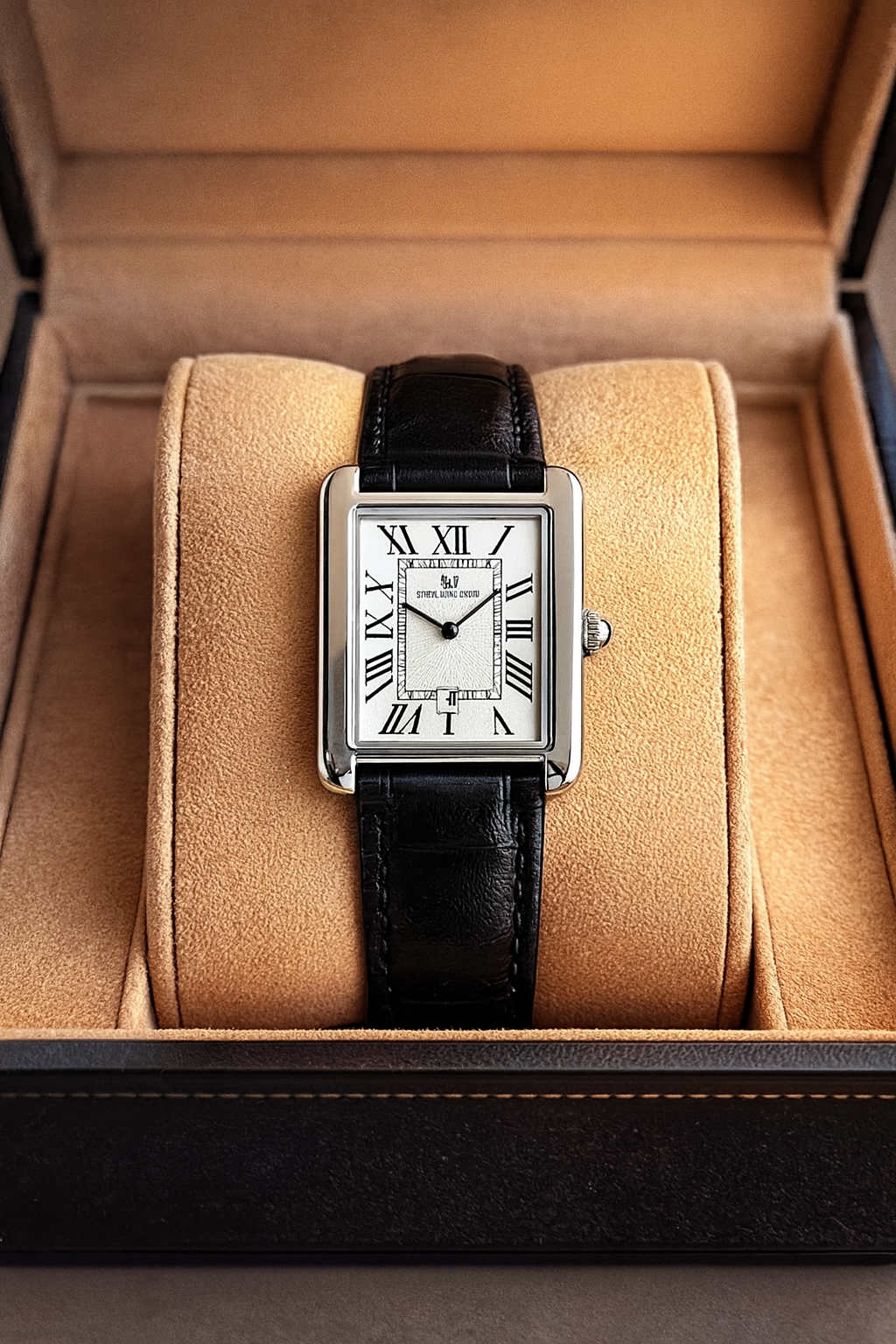 Montre Homme Cadeau – Style Carré Élégant & Bracelet Cuir