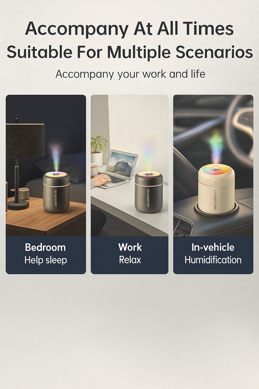 Humidificateur Élégant 180ML – Brume Fine & Lumière LED Apaisante