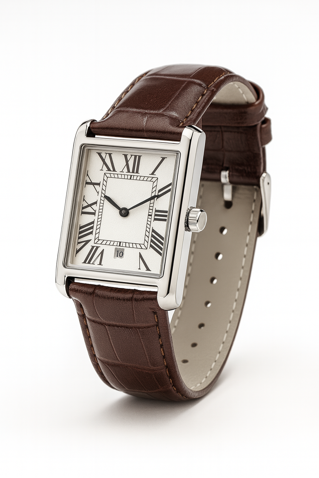 Montre Homme Cadeau – Style Carré Élégant & Bracelet Cuir
