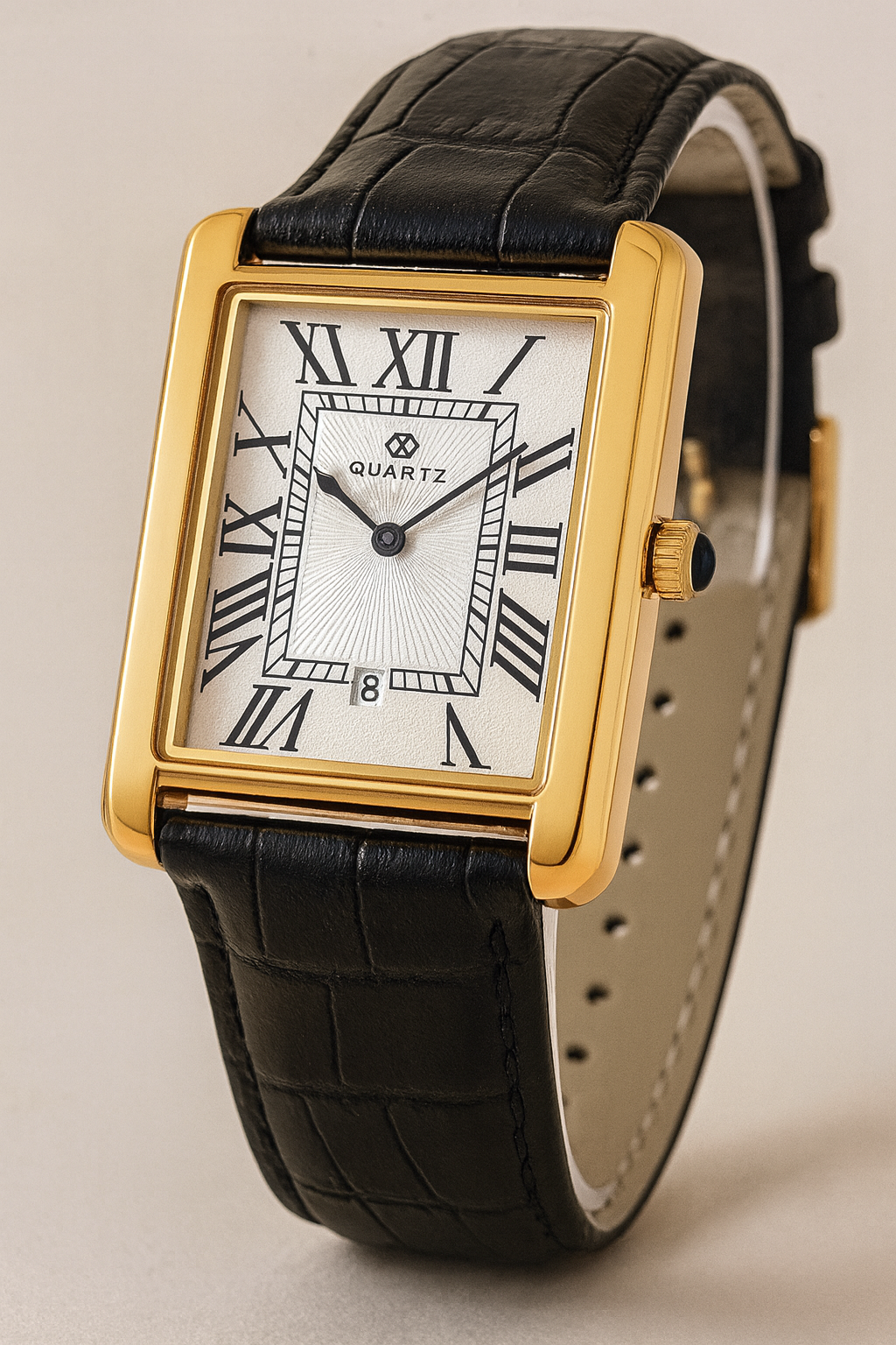 Montre Homme Cadeau – Style Carré Élégant & Bracelet Cuir