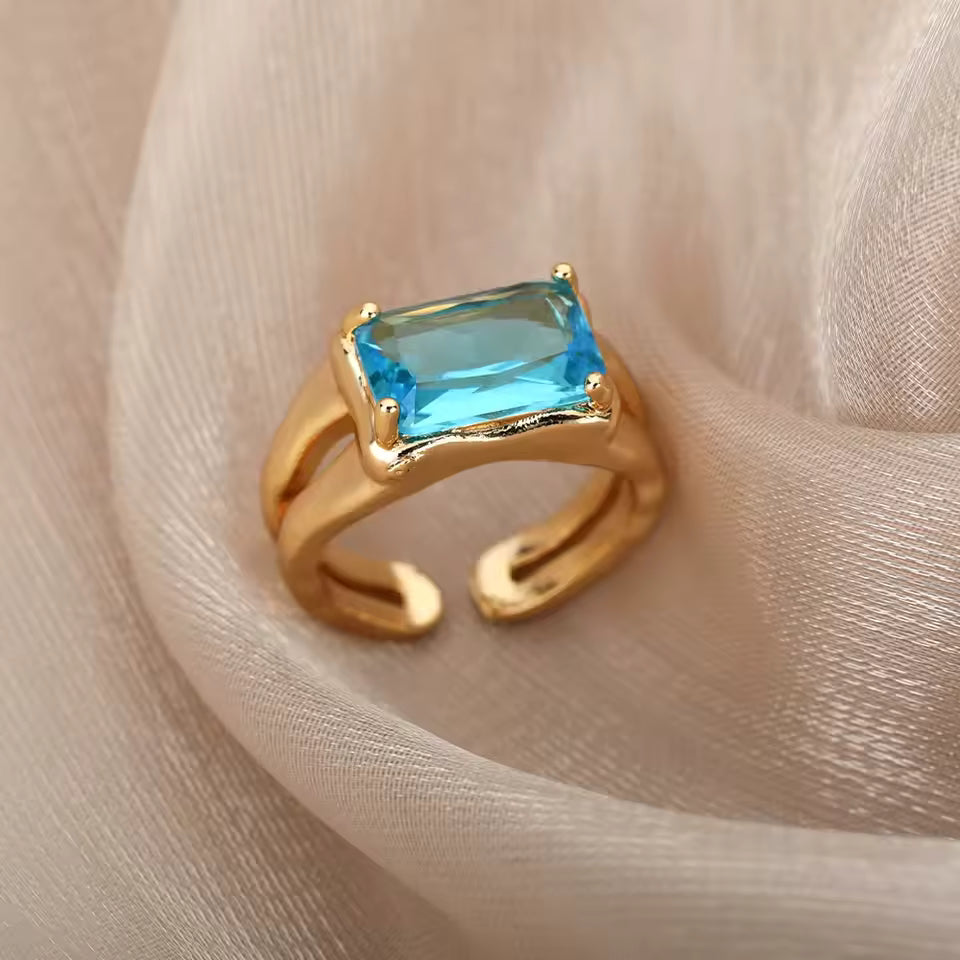 Bague Dorée Cœur Zircon – Luxe, Ajustable & Ultra Brillante