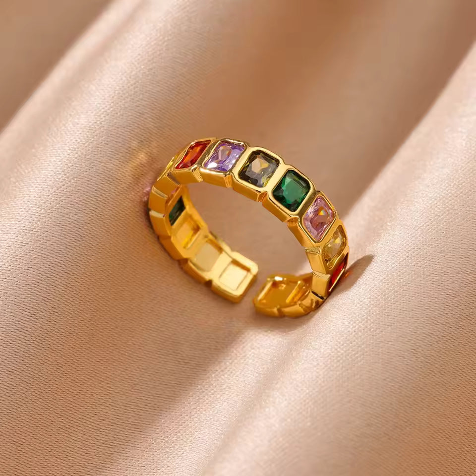 Bague Dorée Cœur Zircon – Luxe, Ajustable & Ultra Brillante