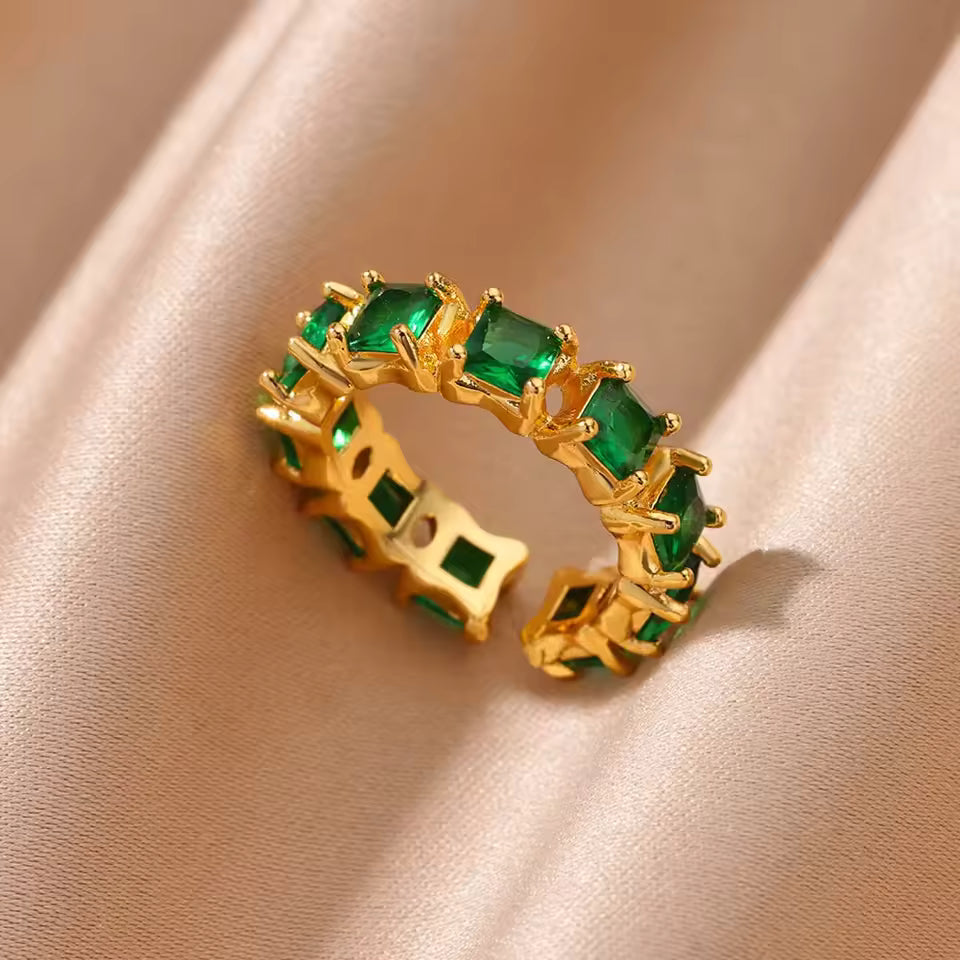 Bague Dorée Cœur Zircon – Luxe, Ajustable & Ultra Brillante