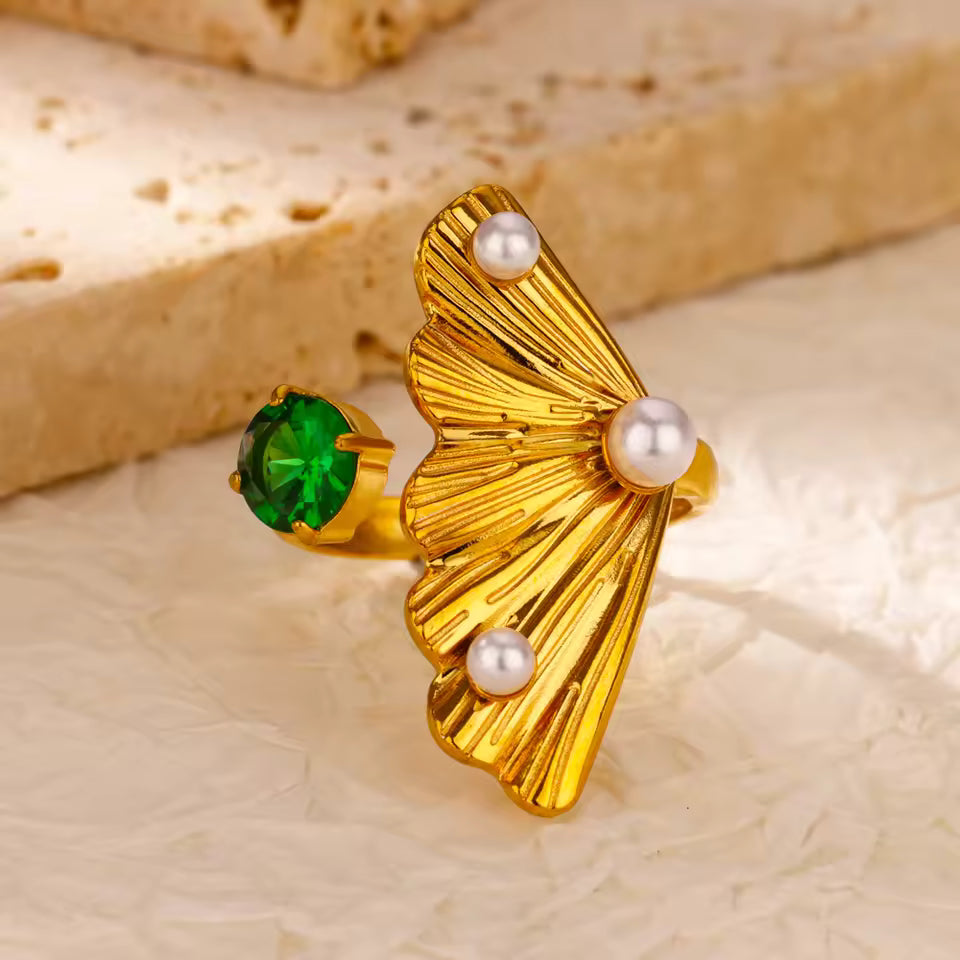 Bague Dorée Cœur Zircon – Luxe, Ajustable & Ultra Brillante