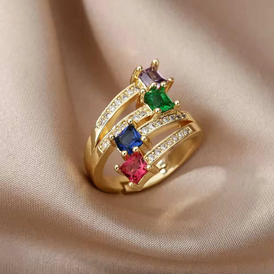 Bague Dorée Cœur Zircon – Luxe, Ajustable & Ultra Brillante