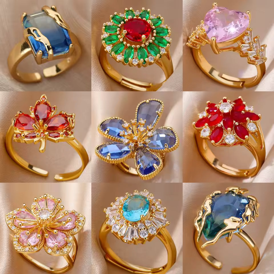 Bague Dorée Cœur Zircon – Luxe, Ajustable & Ultra Brillante
